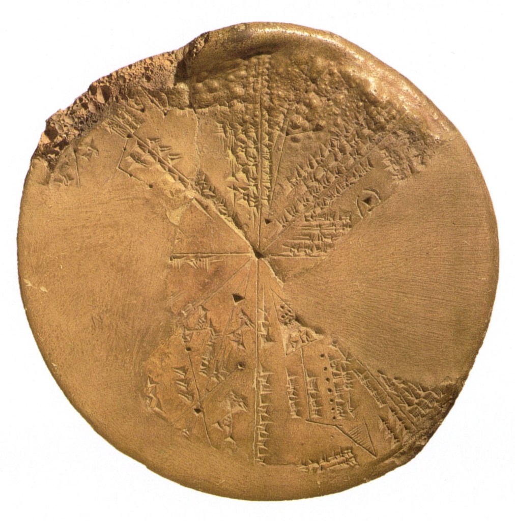 上图:亚述王亚述拔尼巴(Ashurbanipal,主前669-631年)的尼尼微图书馆中出土的巴比伦星图,主要星座被分为八个区域。巴比伦占星术(Babylonian astrology)是历史上第一个已知的占星术系统,出现于主前两千年,盛行于巴比伦和亚述。美索不达米亚大部分地方都是平原,气候比较干燥,周围很少有山脉可以聚集湿气,所以特别适合研究恒星的运动。